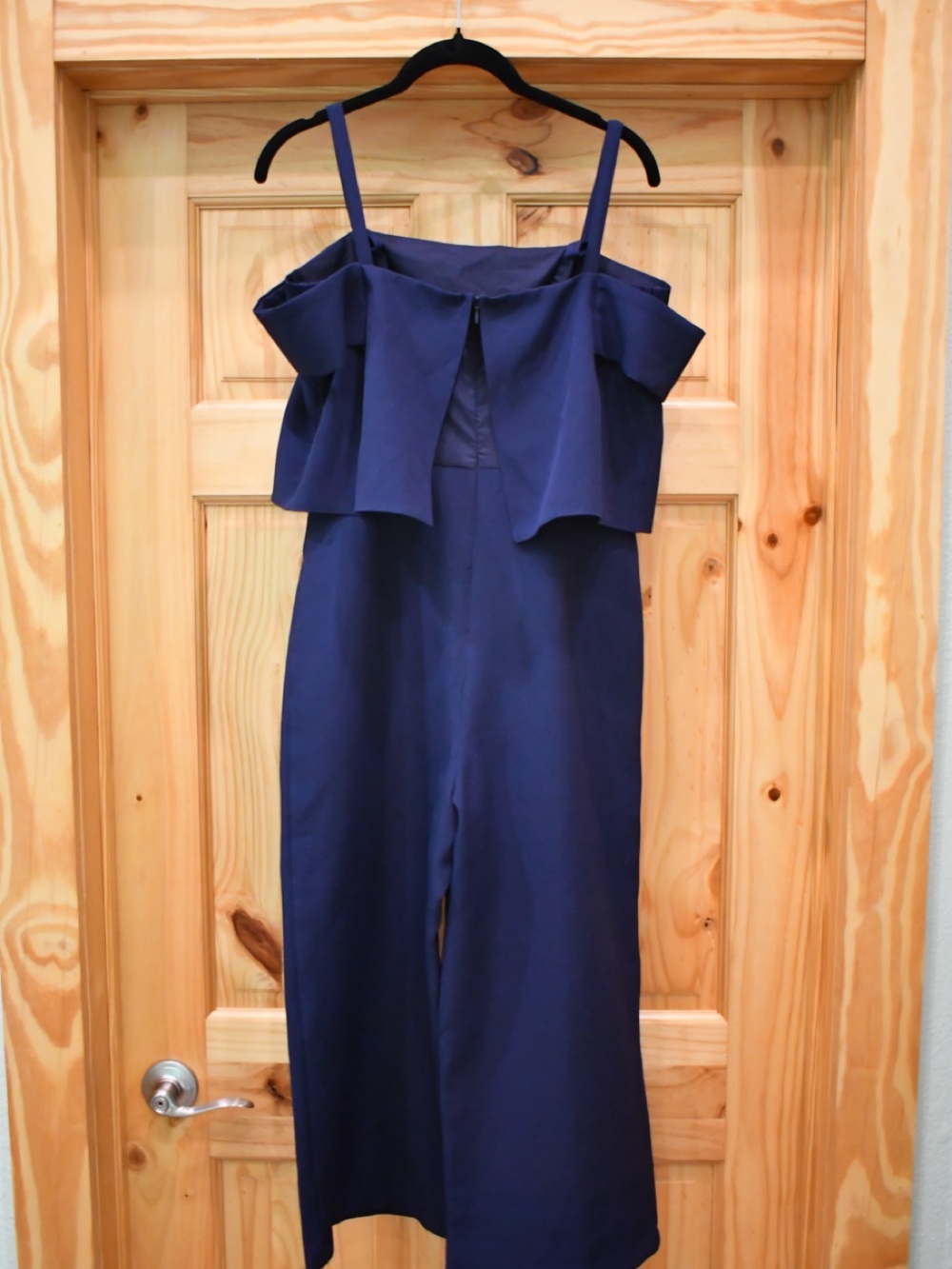 Gianni Bini Navy Layered Bodice Wide-Leg Jumpsuit - Picture 7 of 8